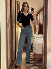 Polo Collar Patchwork Short Sleeve T-Shirt